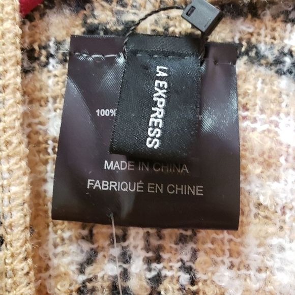 NWT 🤎 LA Express Tartan Shawl/Wrap/Poncho - Picture 5 of 6